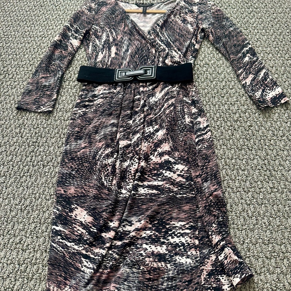 BCBGMaxAzria Long Sleeve Dress in Black and Pink